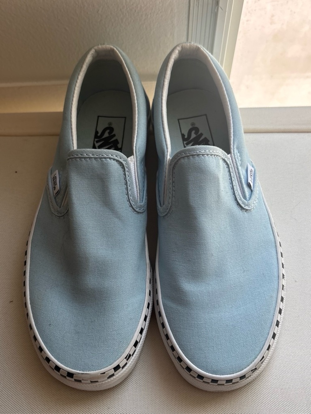 Vans Slip-On Sneakers in Pale Blue Canvas